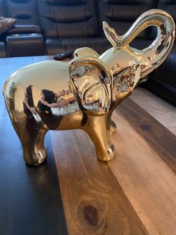 Gold Ceramic Elephant Figurine