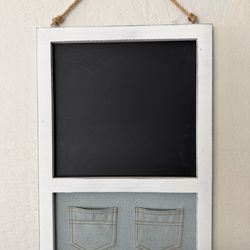 Wall hanging chalkboard with unique denim usable pocket space