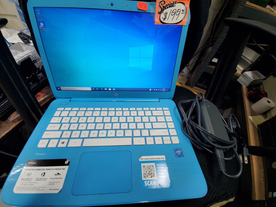 14" HP Stream 14-ax010wm Blue Laptop