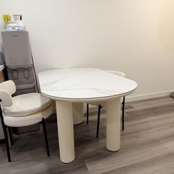 6 seat oval marble top dining table