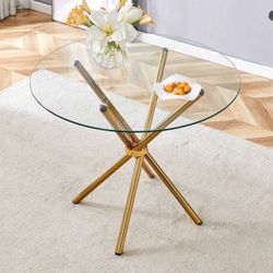 Gold Glass Round Dining Table
