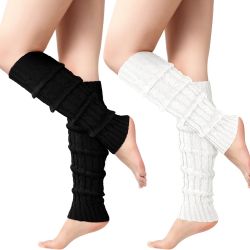 Clothirily Leg Warmers, Fashion Leg Warmers for Women, Cable Knit Leg Warmer 80s, Long Leg Warmer Socks for Sports Party