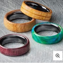 Men's Opal Wood Wedding Bands