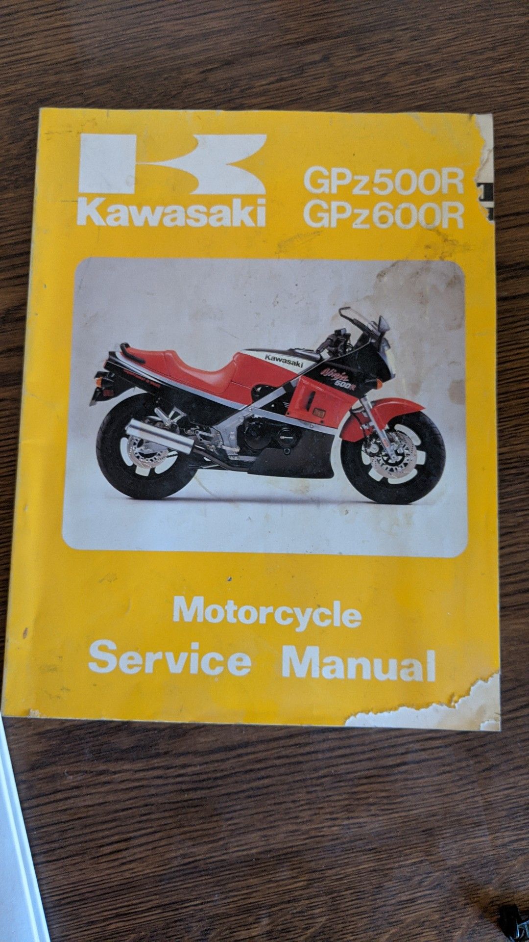 Kawasaki 500 600 GPZ 500R GPz500R GPZ 600R GPZ600R motorcycle motorbike service manual book yellow red