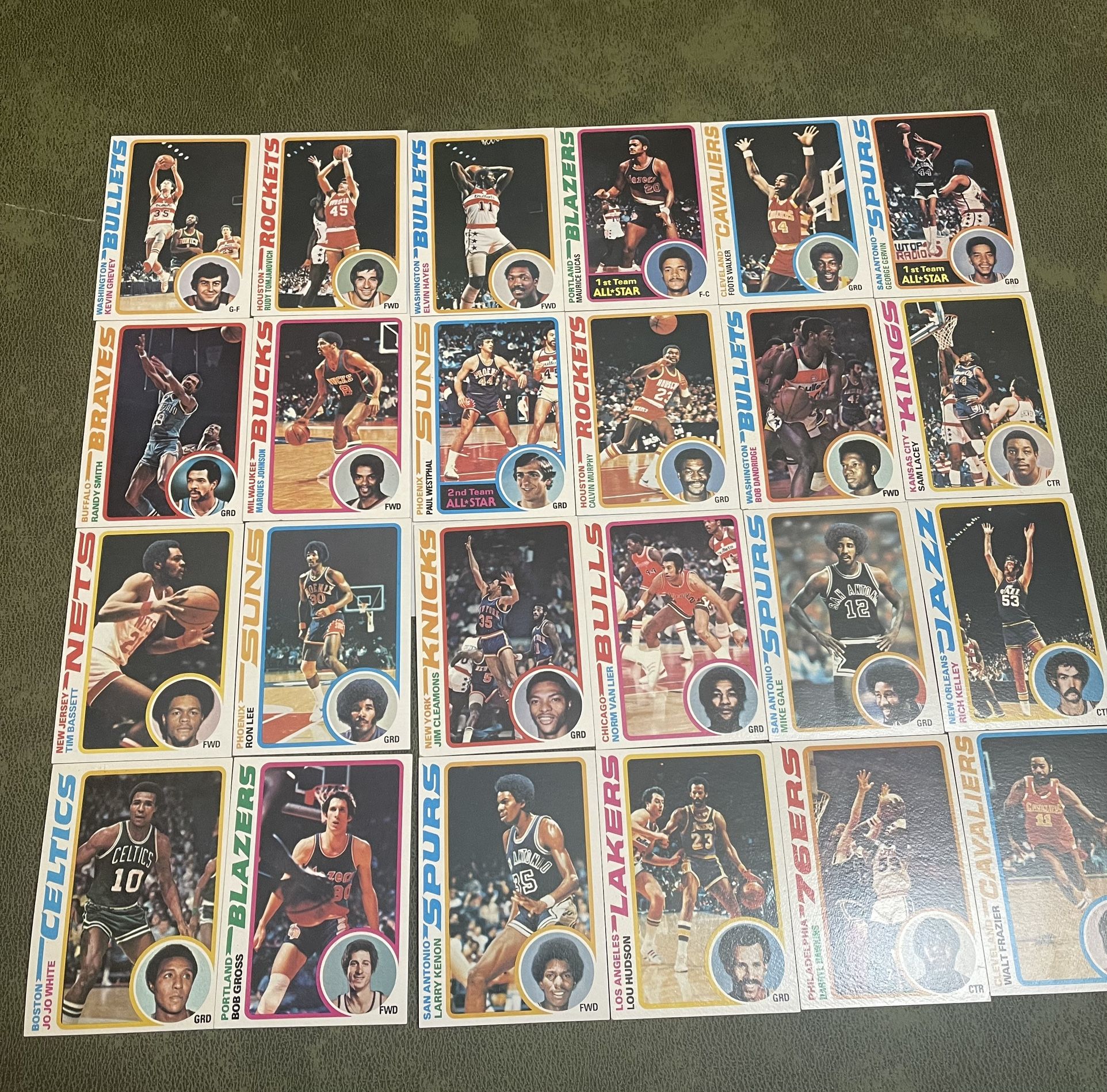 Lot of 24 1978/79 topps basketball cards including Gervin & Frazier
