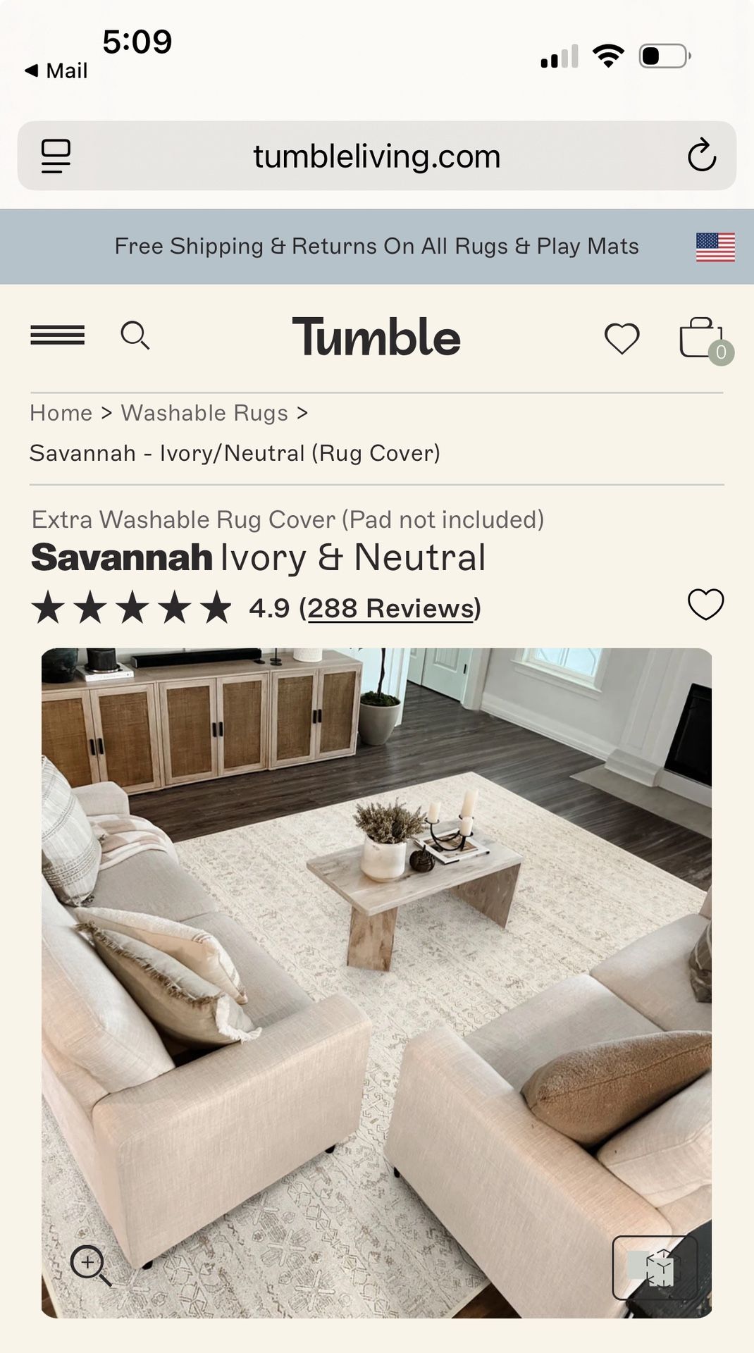 FREE - 8’x10’ Washable Rug - By Tumble