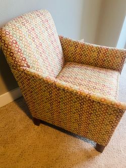 Upholstered Accent Chair with Retro Pattern
