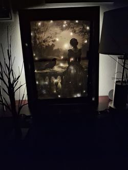 Handmade Decoupage Gothic Raven & Victorian Backlit Canvas Art