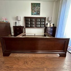 Dark Brown Queen Wood Bed Frame