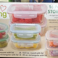 Healthy living 16 piece glass storage set