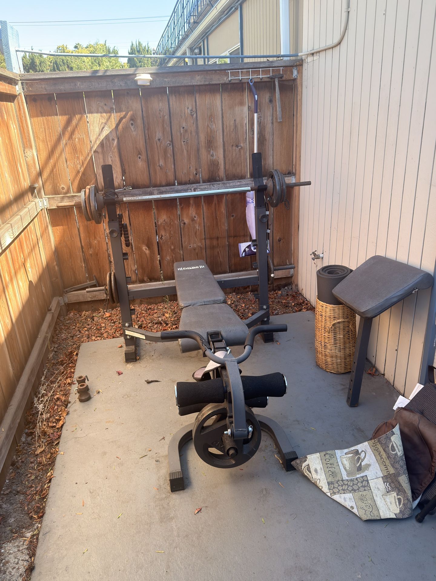free Weight, Bench, And Weights Plus Olympic Bar