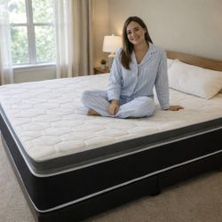 King Size Mattress Pillow Top 14” Inches  Excellent Comfort Also Available: Twin, Full, And Queen New From Factory With Its Plastic Same Day Delivery