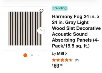 MSI Harmony Fog Gray Wood Slat Acoustic Panels 4-Pack