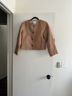 Abercrombie & Fitch new Wool-Blend Collarless Brown Jacket size Xs