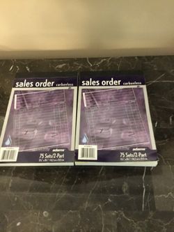 NEW 2 Sales Order Carbonless Receipt Books Sets - 2 Part - 75 per book