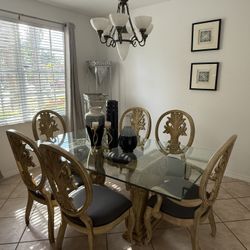 Table With Chair + Chest + Plants Pots 