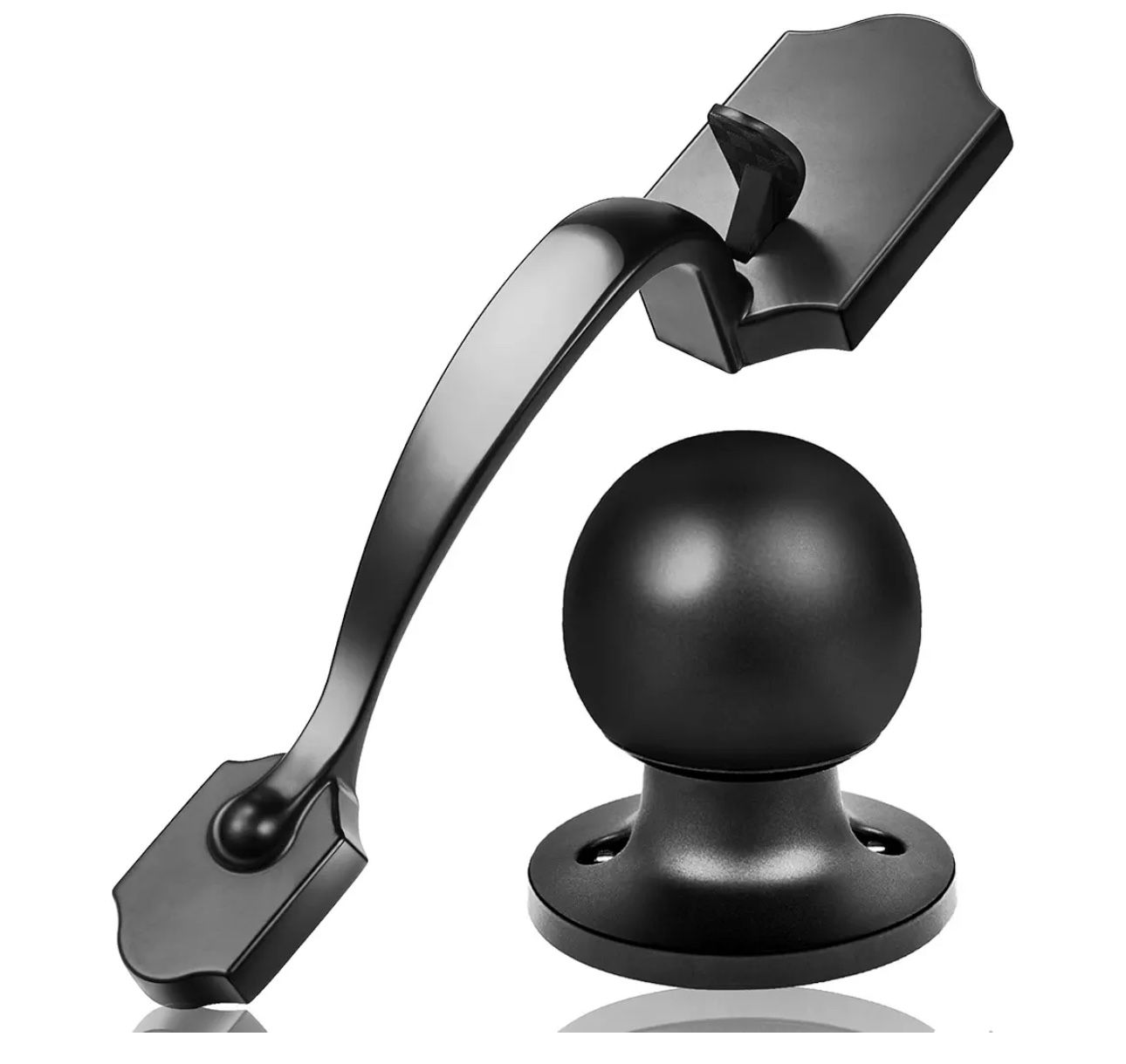 Elemake Black Front Door Handles - Exterior & Interior Set with Reversible Lever
