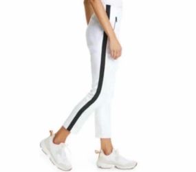 NWT Rag & Bone Pants Simone White Ankle High Rise Zipper Side Stripe Size 10