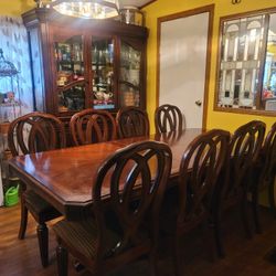8 Chairs Dining Table And China Cabinet