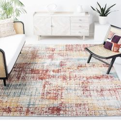 SAFAVIEH Skyler Collection 9' x 12' Burgundy / Gold SKY540P Modern Abstract Non-Shedding Living Room Bedroom Dining Home Office Area Rug