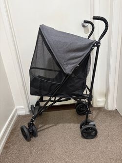 Foldable Pet Stroller Gray and Black