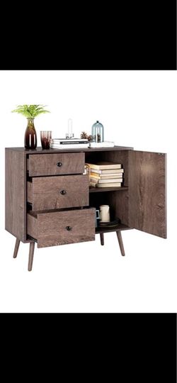 Storage Cabinet Mid-Century Modern Sideboard, Drawer Dresser,TV Stand Freestanding Cupboard for Home Office, Living Room Nightstand For Bedroom