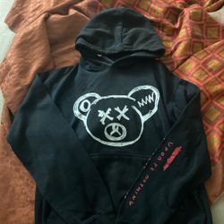 Black Graphic Bear Hoodie