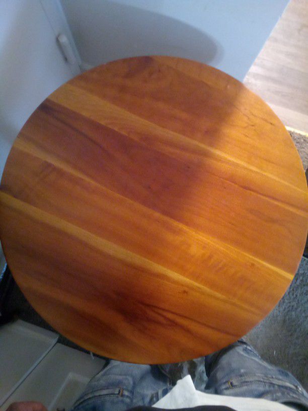 Round Wooden Glass Top End Table 