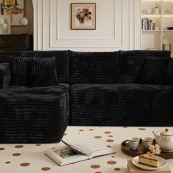 Black Corduroy Sectional 