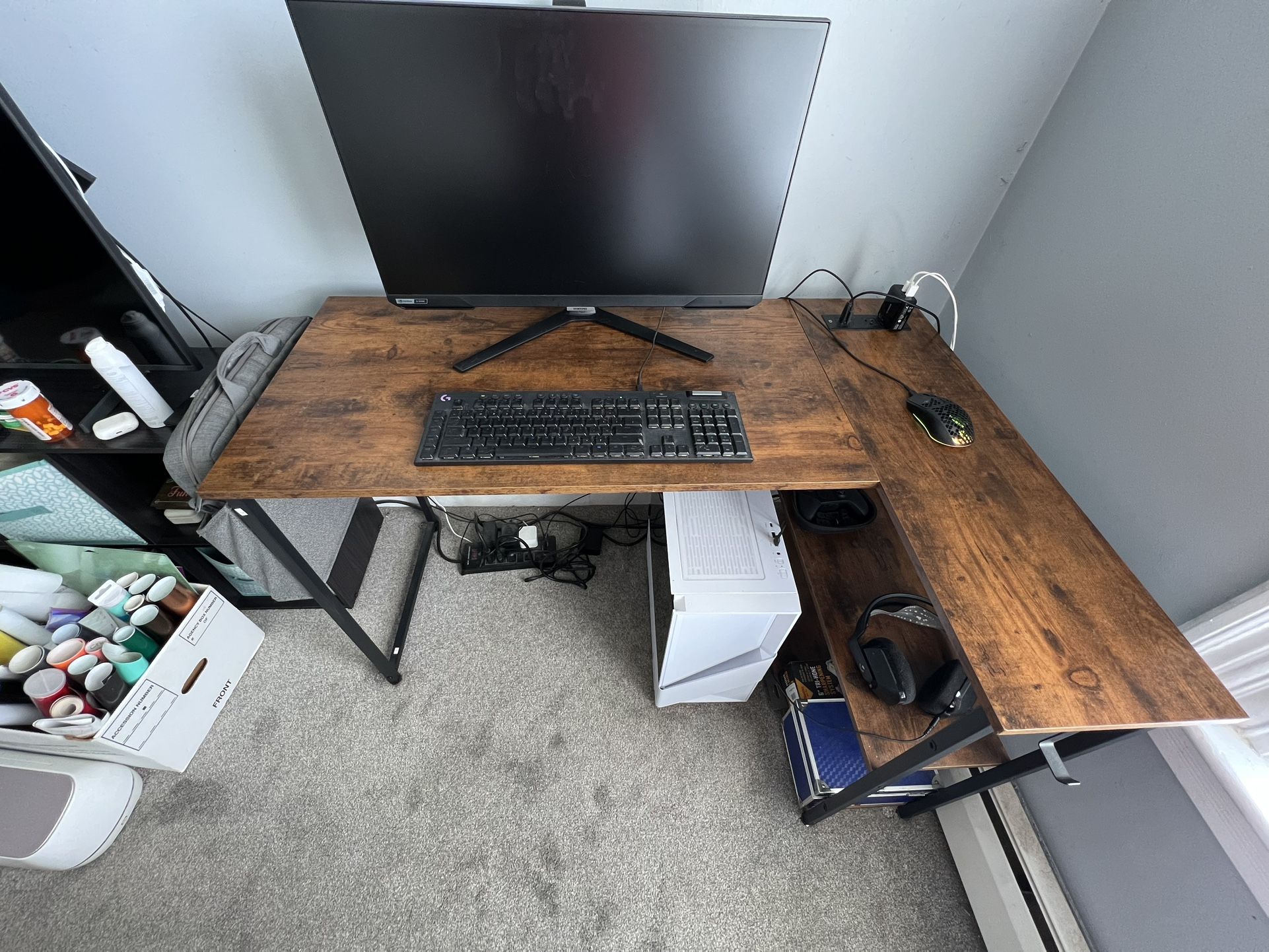L-Shaped Desk With Outlets