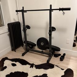 Black 550 lbs max load adjustable squat rack