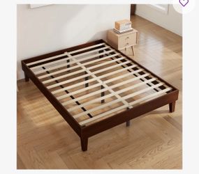 Queen Platform Bed Frame – Solid Wood Slats