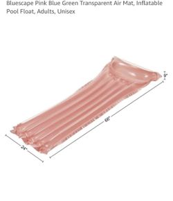 Bluescape Pink Blue Green Transparent Air Mat, Inflatable Pool Float, Adults, Unisex