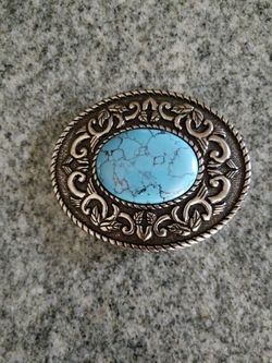 Turquoise and silver belt buckle