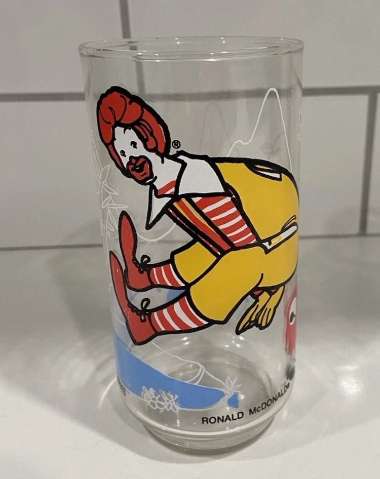 Vintage 1977 McDonald’s Promo Drink Glass Ronald McDonald Action Series 70s