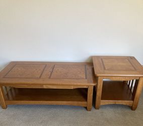 MISSION STYLE OAK COFFEE/SIDE TABLE SET 
