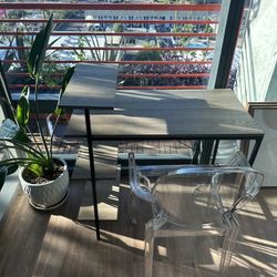 Wood & Metal Desk with Shelves