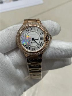 Luxury Rose Gold Automatic Watch with Moissanite Bezel