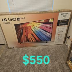 75" 4K TV new, 2024 LG Uhg AIThinQ (75UT80)
