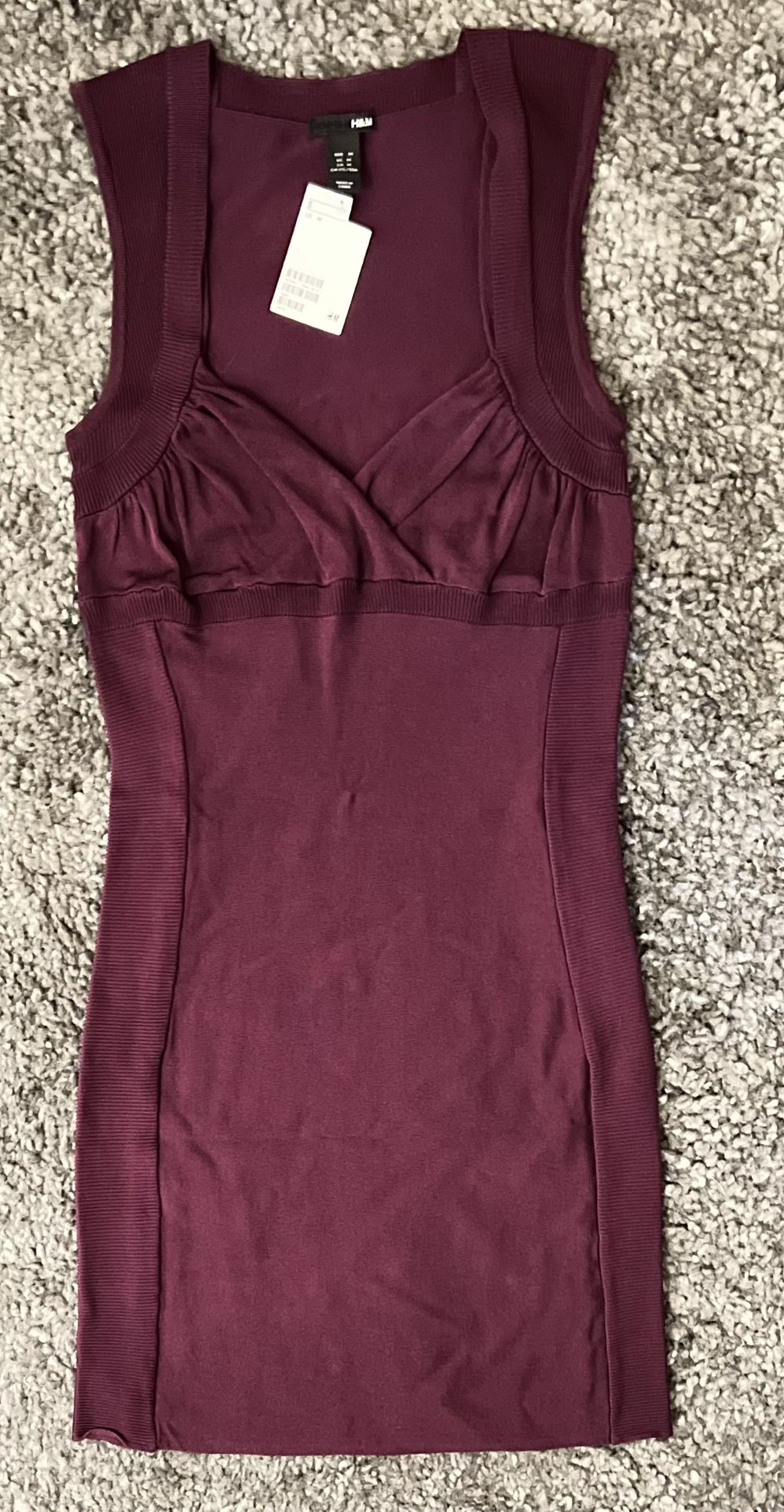 New With Tags H&M Body Con Dress $40 Eggplant Purple Burgundy Wine NWt
