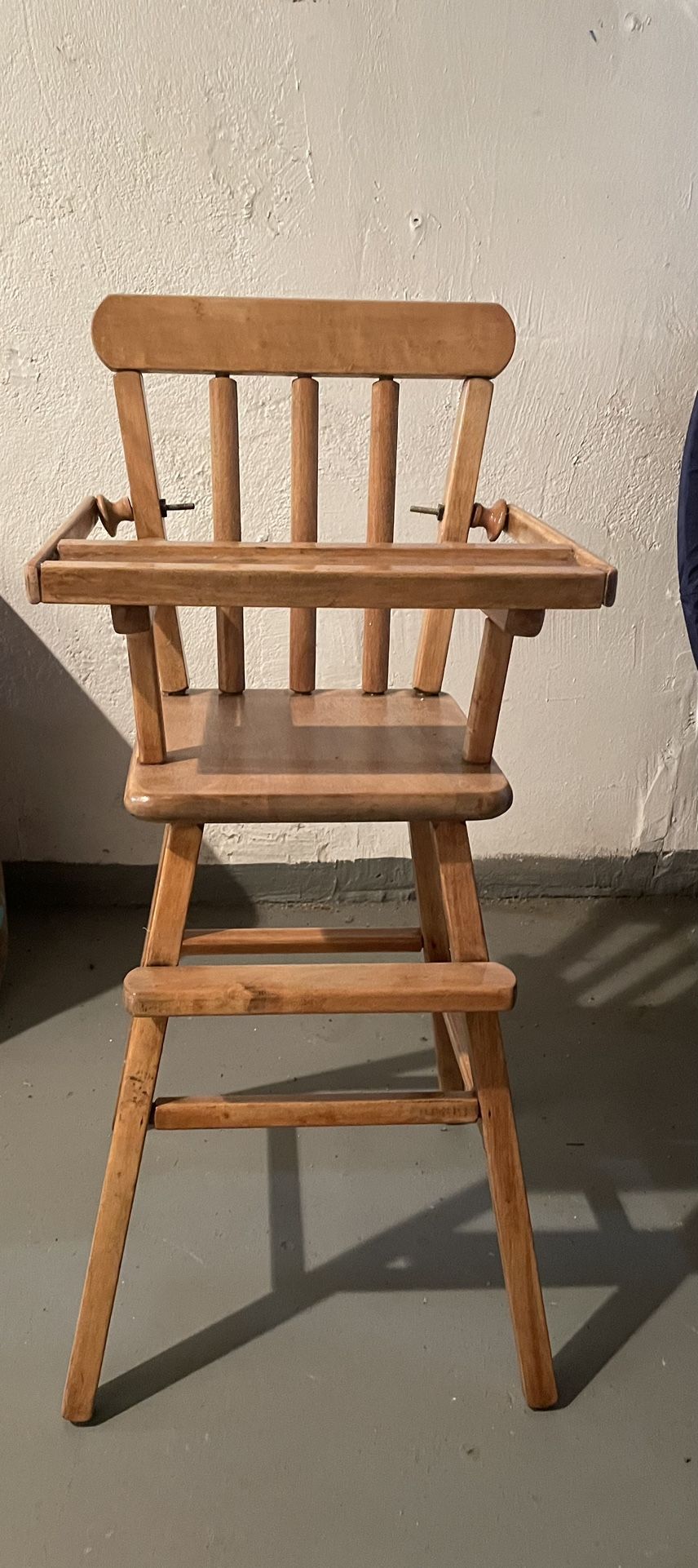 Vintage Wooden Doll Feeding High Chair