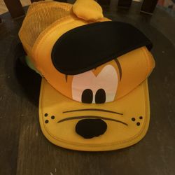 Disney Parks Pluto Face Ears Mesh Foam Adult Baseball Cap Hat USED