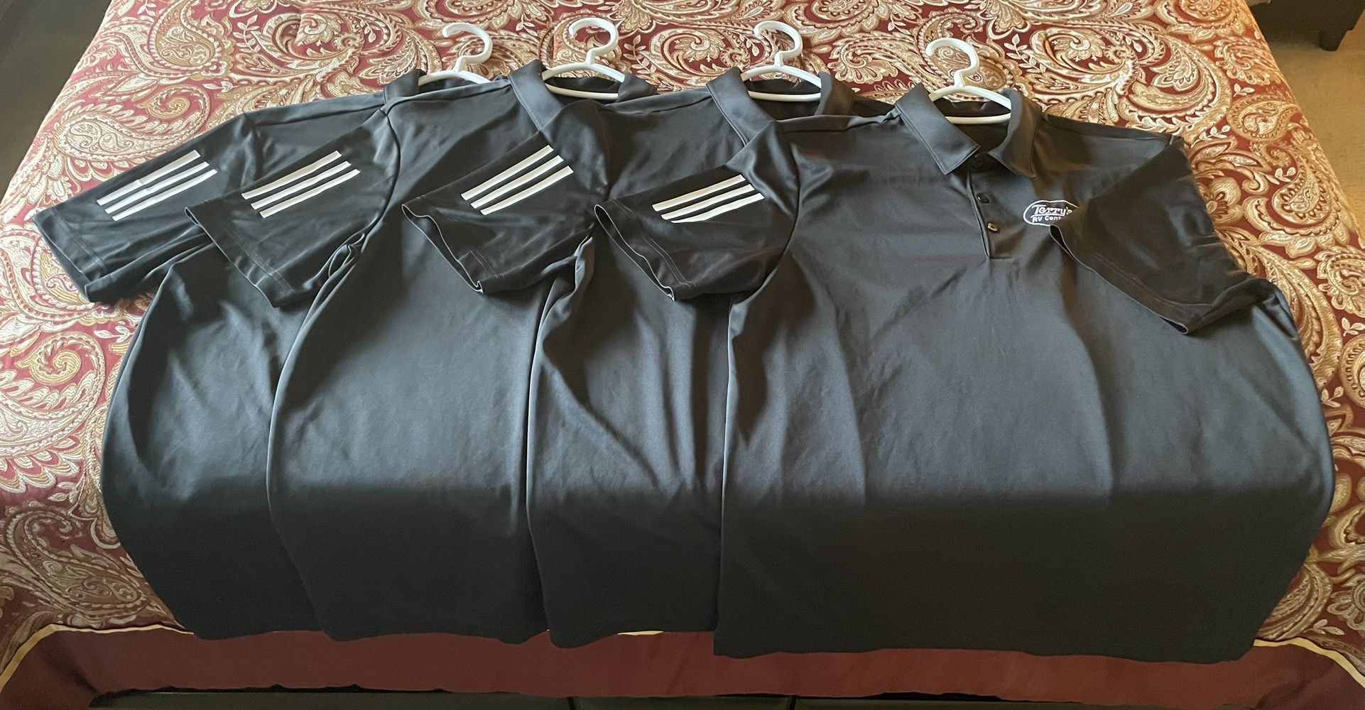 4 Adidas Black Golf Polo Shirt - Men’s Size Large.