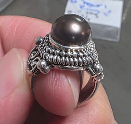 STERLING SILVER 925 CFJ PEARL RING SIZE 5- 5 3/4 WEIGHT 11.30 grams