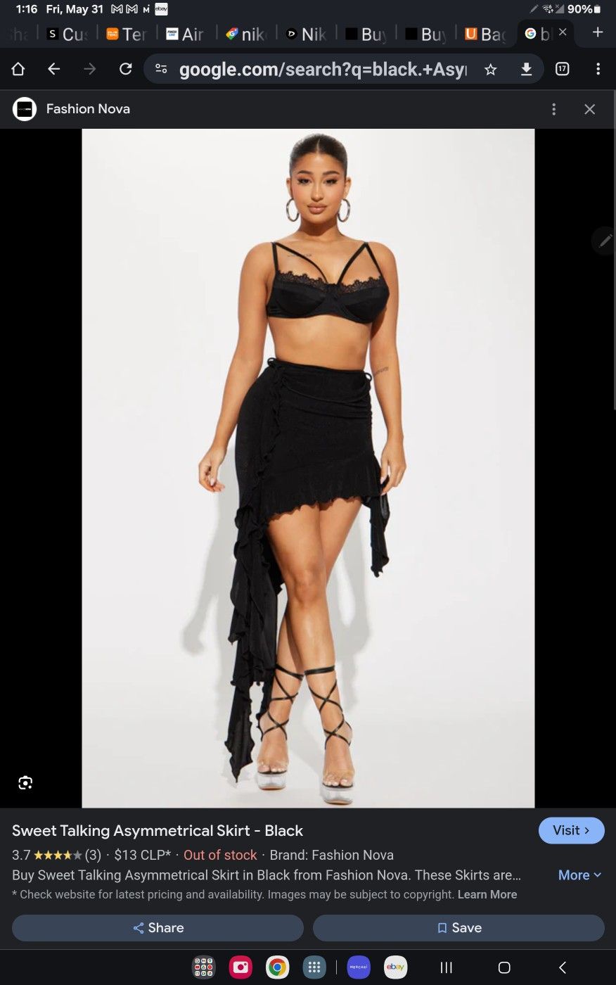 Black Asymmetrical Skirt *New W/O Tags* Sz L