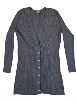 Worthington Womens Black Rayon Ribbed Knit Button Cardigan XL