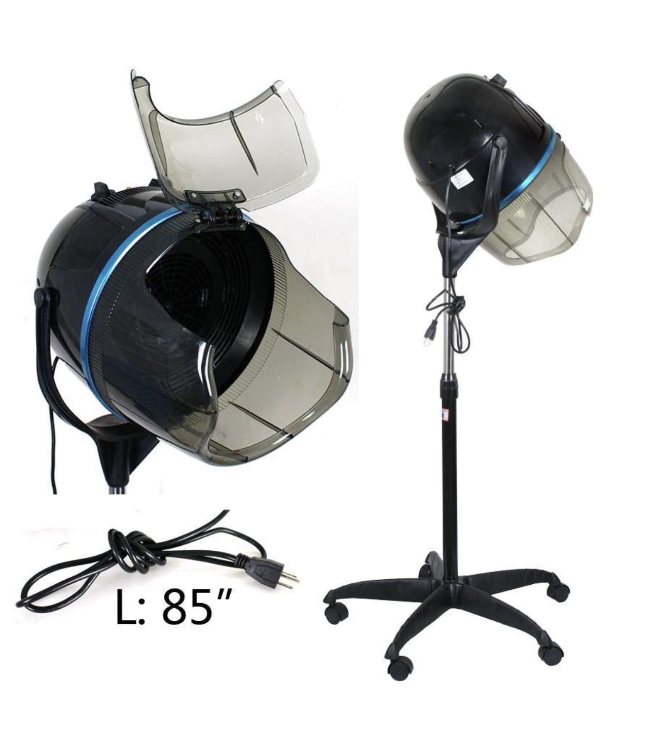 ZENY™ Salon Hair Bonnet Dryer w/Adjustable Height and Rolling Base