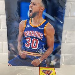 NBA Steph Curry GS Warriors Signed 8x10 Autographed COA AUTHENTIC Hologram
