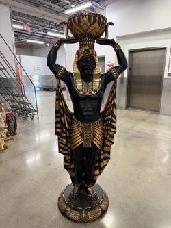 Large Egyptian Pharaoh Statue with Bowl
