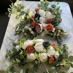 Flower Arrangements White, Ivory, Blue, Terracotta, Rust Orange